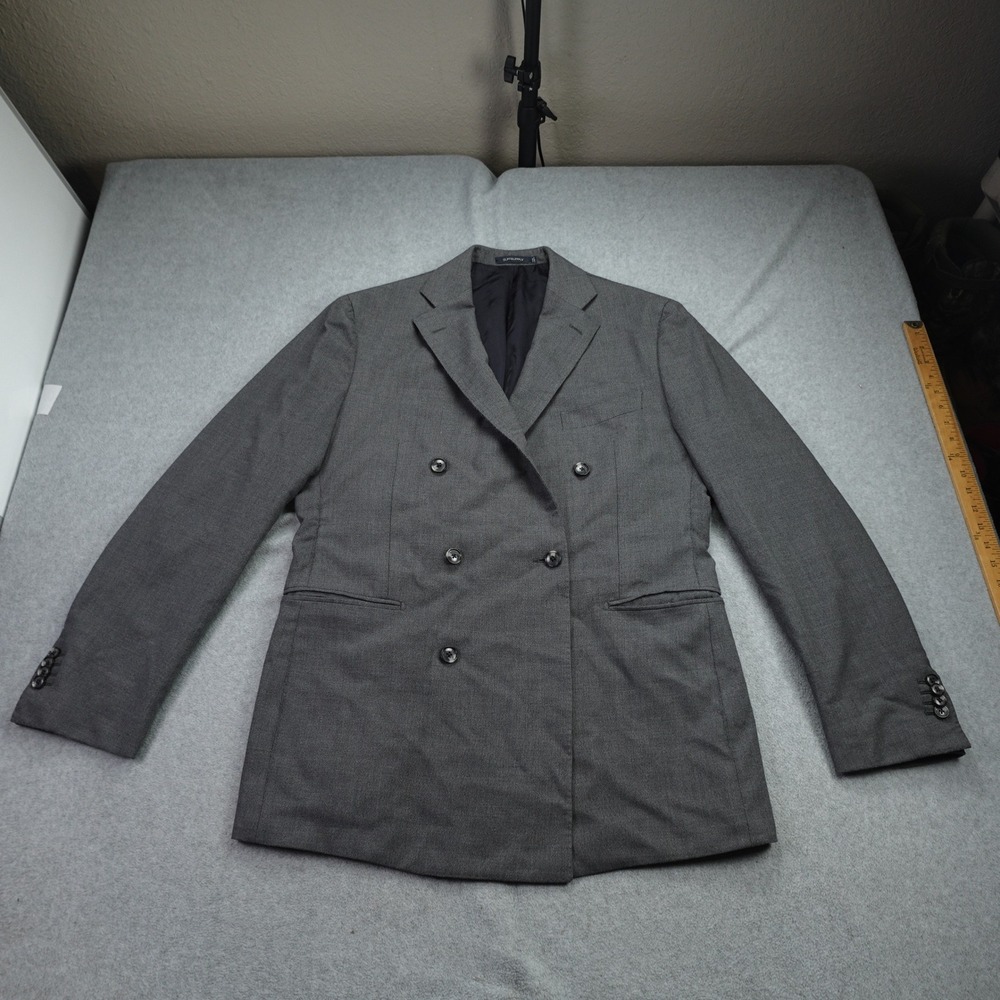 Suitsupply Jacket 46R Gray La Spalla Wool Double Breasted Blazer Lanificio Rogna
